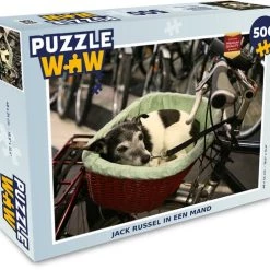 PuzzleWow Puzzel Jack Russel Hond In Een Fietsmand - Legpuzzel - Puzzel 500 Stukjes - Sinterklaas Cadeautjes - Sinterklaas Voor Grote Kinderen
