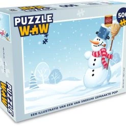PuzzleWow Puzzel Een Van Sneeuw Gemaakte Pop - Legpuzzel - Puzzel 500 Stukjes - Kerst - Cadeau - Kerstcadeau Voor Mannen, Vrouwen En Kinderen - Sinterklaas Cadeautjes - Sinterklaas Voor Grote Kinderen