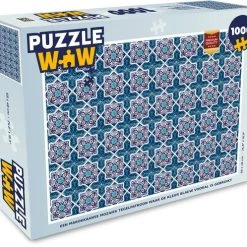 PuzzleWow Puzzel Een Marokkaanse Mozaïek Tegelpatroon Waar De Kleur Blauw Vooral Is Gebruikt - Legpuzzel - Puzzel 1000 Stukjes Volwassenen - Sinterklaas Cadeautjes - Sinterklaas Voor Grote Kinderen