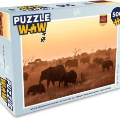 PuzzleWow Puzzel Wilde Afrikaanse Olifanten Van Het Nationaal Park Kruger In Zuid-Afrika - Legpuzzel - Puzzel 500 Stukjes - Sinterklaas Cadeautjes - Sinterklaas Voor Grote Kinderen