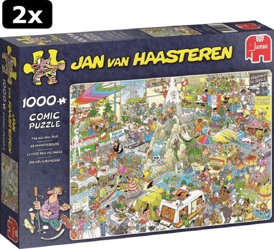 2x Jan Van Haasteren De Vakantiebeurs Puzzel - 1000 Stukjes 5 2x Jan Van Haasteren De Vakantiebeurs Puzzel - 1000 Stukjes - Afbeelding 5