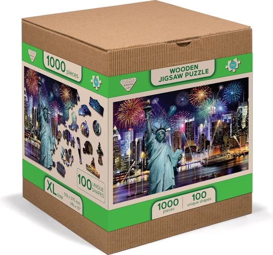 Wooden City New York Bij Nacht XL - Houten Vormpuzzel - 52x37,5 Cm - 1010 Stukjes 6 Wooden City New York Bij Nacht XL - Houten Vormpuzzel - 52x37,5 Cm - 1010 Stukjes - Afbeelding 6