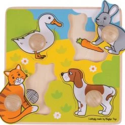 Bigjigs Houten Knoppuzzel Huisdieren - 4 Stukjes 7 Bigjigs Houten Knoppuzzel Huisdieren - 4 Stukjes -Puzzels Verkoop 550x518