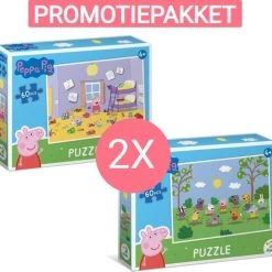 Dodo Toys PROMOTIEPAKKET - 2 X Peppa Pig Puzzel - 60 Stukjes - 23x32 Cm - Peppa Pig Speelgoed 4+ - Kinderpuzzel 4 Jaar