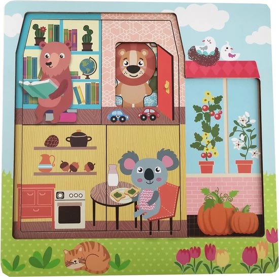 Magni Houten Puzzel Huis 3 Lagen 2 Magni Houten Puzzel Huis 3 Lagen - Afbeelding 2