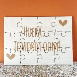 SUS Design Houten Puzzel A5 | Zwangerschapsaankondiging | Hoera... Je Wordt Oom!
