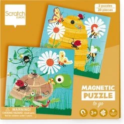 Scratch Puzzel Magnetisch: MAGNETISCH PUZZELBOEK TO GO - FEEST IN DE TUIN 18x18x1.5cm (gesloten), 54x18x0.5cm (open), Met 2 Magnetische Puzzels Van 20 Stuks, 3+