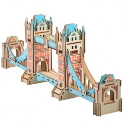 De Bouwplaats Bouwpakket 3D Puzzel Tower Bridge Van Hout Lasercutting- Gekleurd