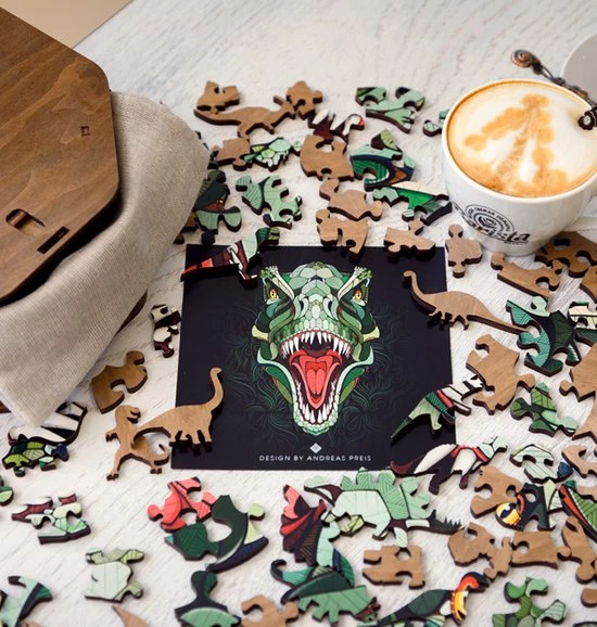 Art Bizniz Legpuzzel T-rex 37 X 28 Cm Hout Groen 129-delig 4 Art Bizniz Legpuzzel T-rex 37 X 28 Cm Hout Groen 129-delig - Afbeelding 4