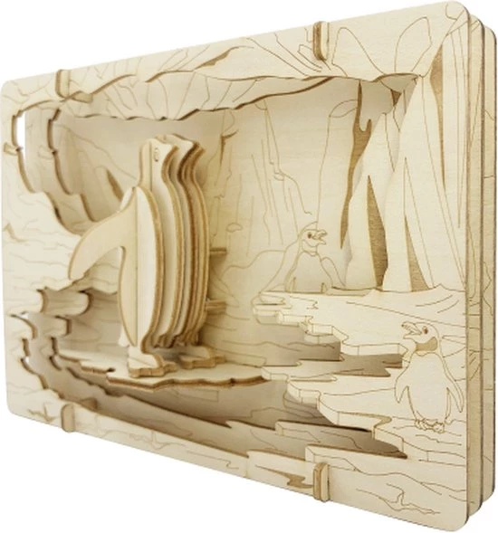 De Bouwplaats Bouwpakket 3D Puzzel Theater Pinguïn- Hout 2 De Bouwplaats Bouwpakket 3D Puzzel Theater Pinguïn- Hout - Afbeelding 2