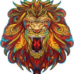 Brickkies®, Statige Leeuw, Stately Lion, Jigsaw Puzzle, Houten Puzzel, A3, Maat L, 32 X 30 Cm, 240 Stukjes