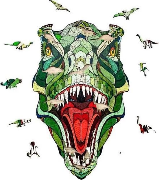 Art Bizniz Legpuzzel T-rex 37 X 28 Cm Hout Groen 129-delig 10 Art Bizniz Legpuzzel T-rex 37 X 28 Cm Hout Groen 129-delig - Afbeelding 10