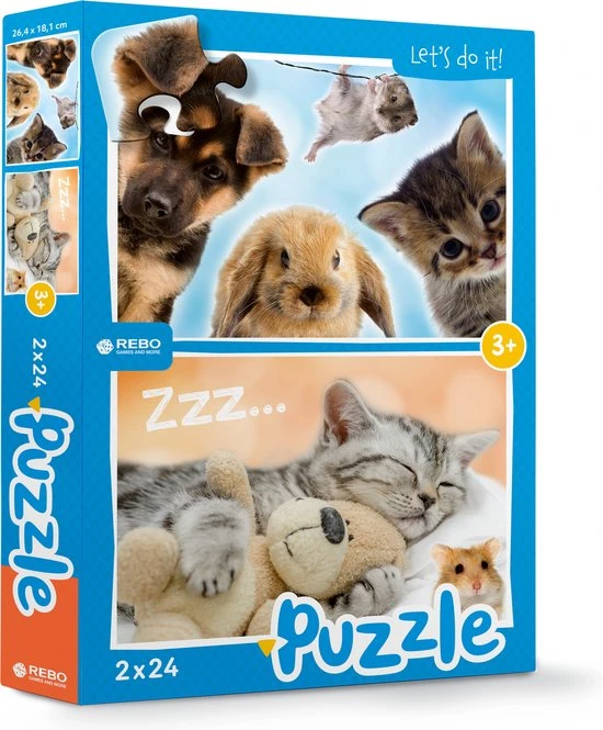 Rebo Productions Rebo Legpuzzel 2x24 Stukjes - Baby Animals 1 Rebo Productions Rebo Legpuzzel 2x24 Stukjes - Baby Animals