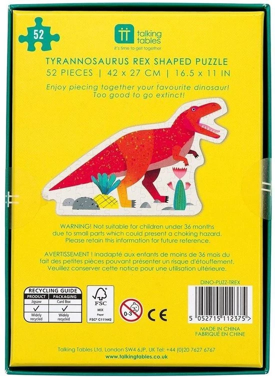 Dino Puzzel T-rex - Talking Tables 3 Dino Puzzel T-rex - Talking Tables - Afbeelding 3
